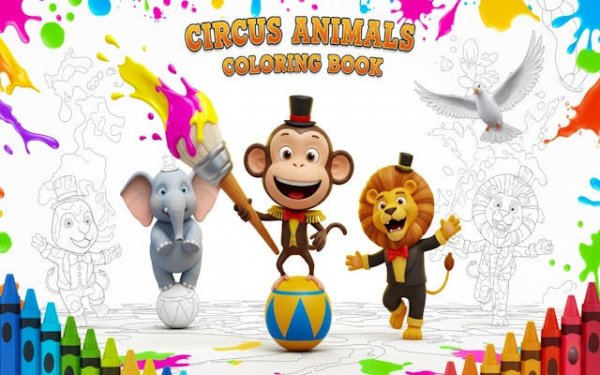 Circus Animals Coloring Book: Kids Creative Fun Online Game