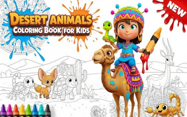 Desert Animals Coloring Book for Kids - Free Online Coloring Game