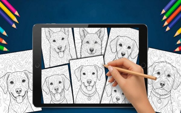 Dog Coloring Book for Adults - Relaxing Drawing & Art Game Online
